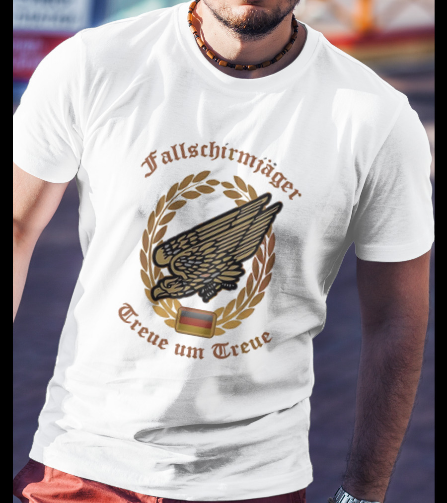 Fallschirmjäger Treue Um Treue Laurel Wreath Badge With Germany Flag T-Shirt