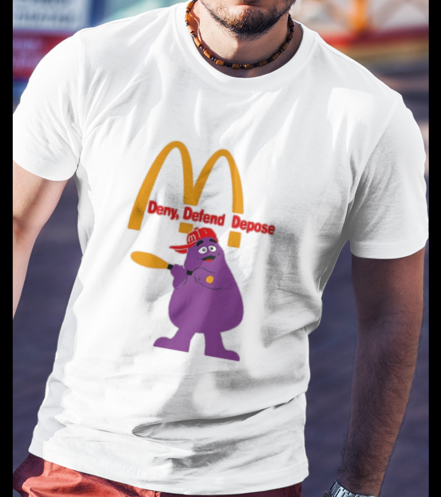 Grimace Baseball Bat Deny Defend Depose McDonald's Mascot T-Shirt