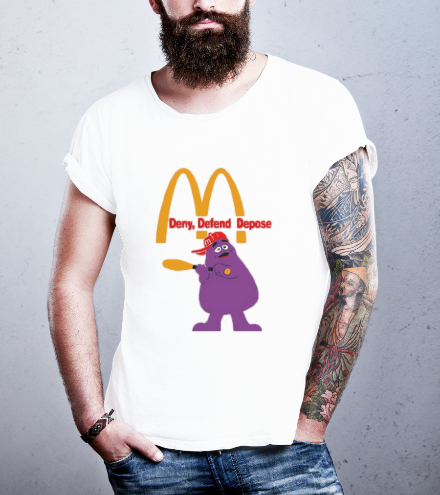 Grimace Baseball Bat Deny Defend Depose McDonald's Mascot T-Shirt
