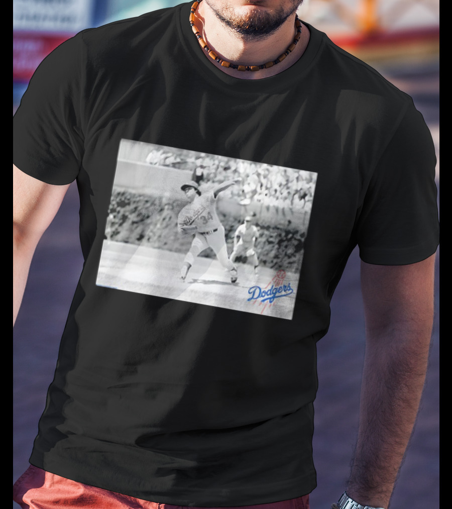 Fernando Valenzuela Los Angeles Dodgers Vintage Black And White Photo 34 T-Shirt