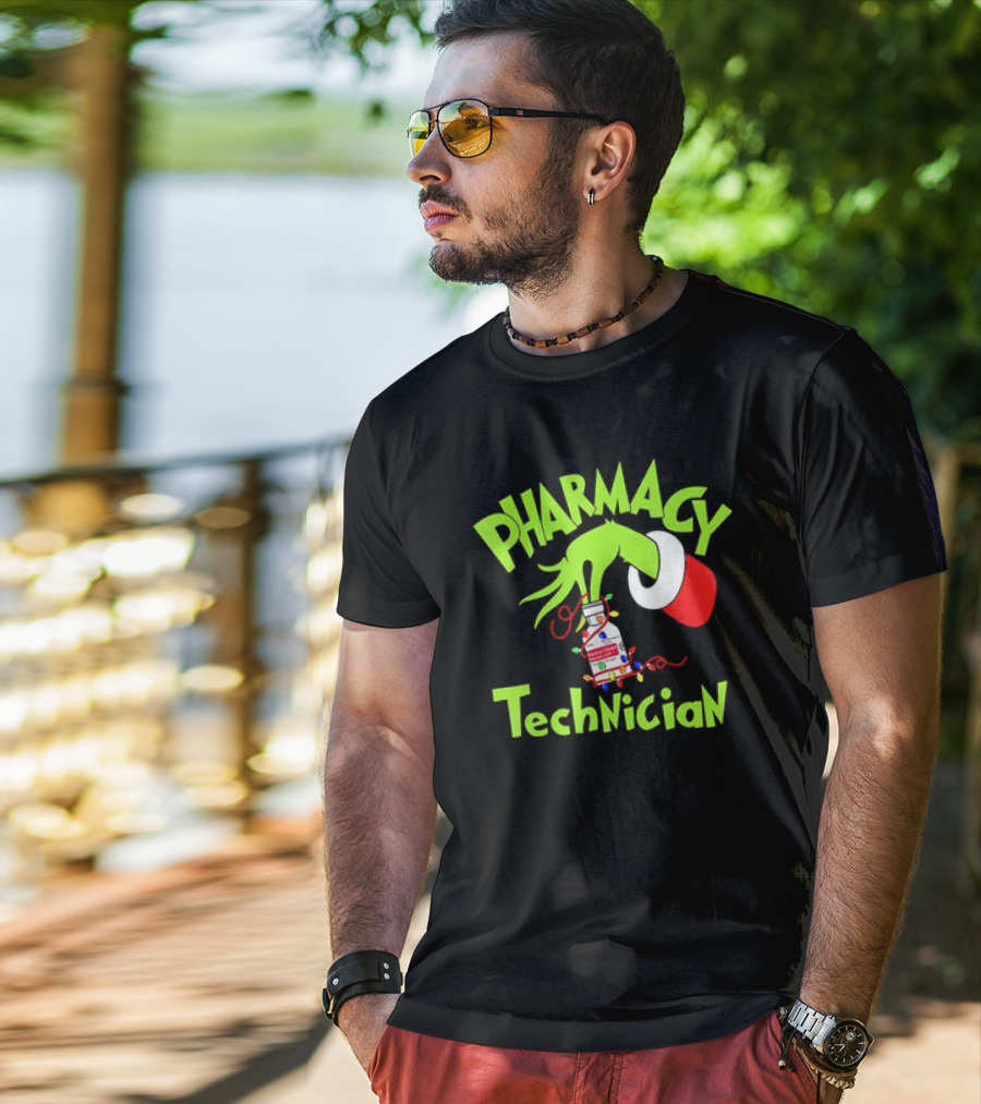 Grinch Pharmacy Technician Christmas Lights T-Shirt
