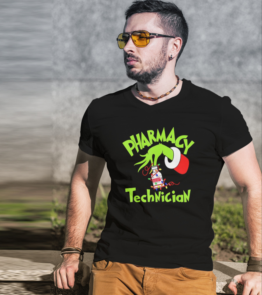 Grinch Pharmacy Technician Christmas Lights T-Shirt