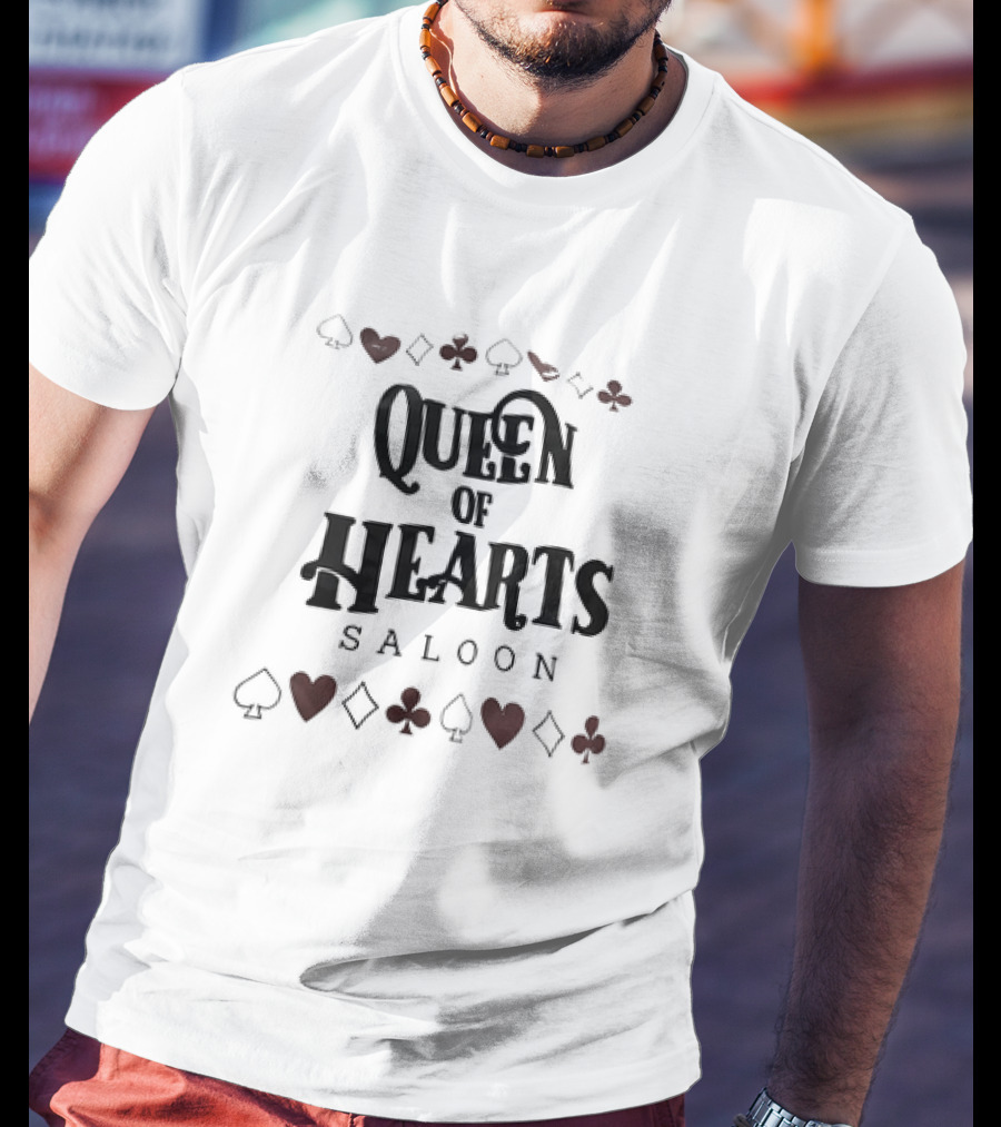 Queen Of Hearts Saloon Playing Card Symbols T-Shirt