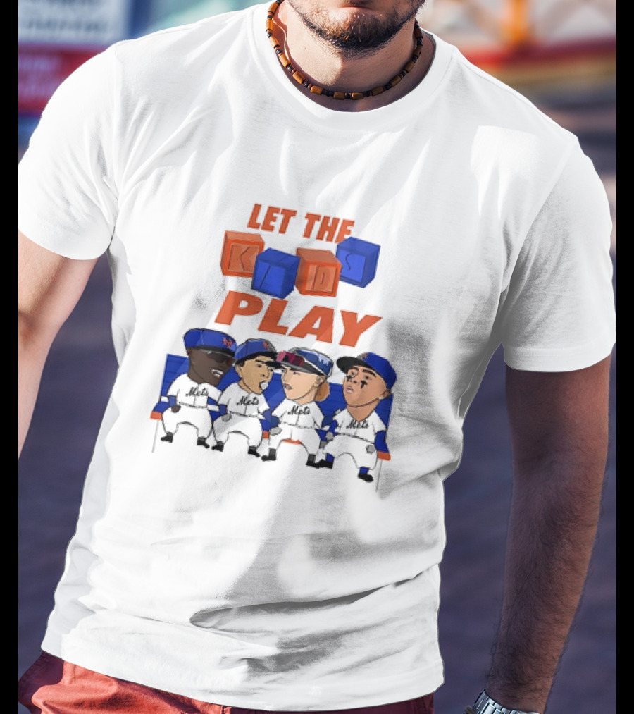 Let The Kids Play Mets Cartoon Baseball Team Fans T-Shirt