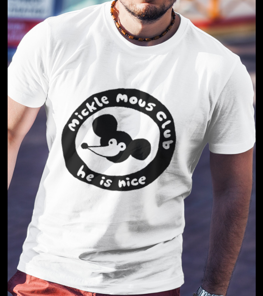 Mickle Mous Club He Is Nice Black And White Circle T-Shirt