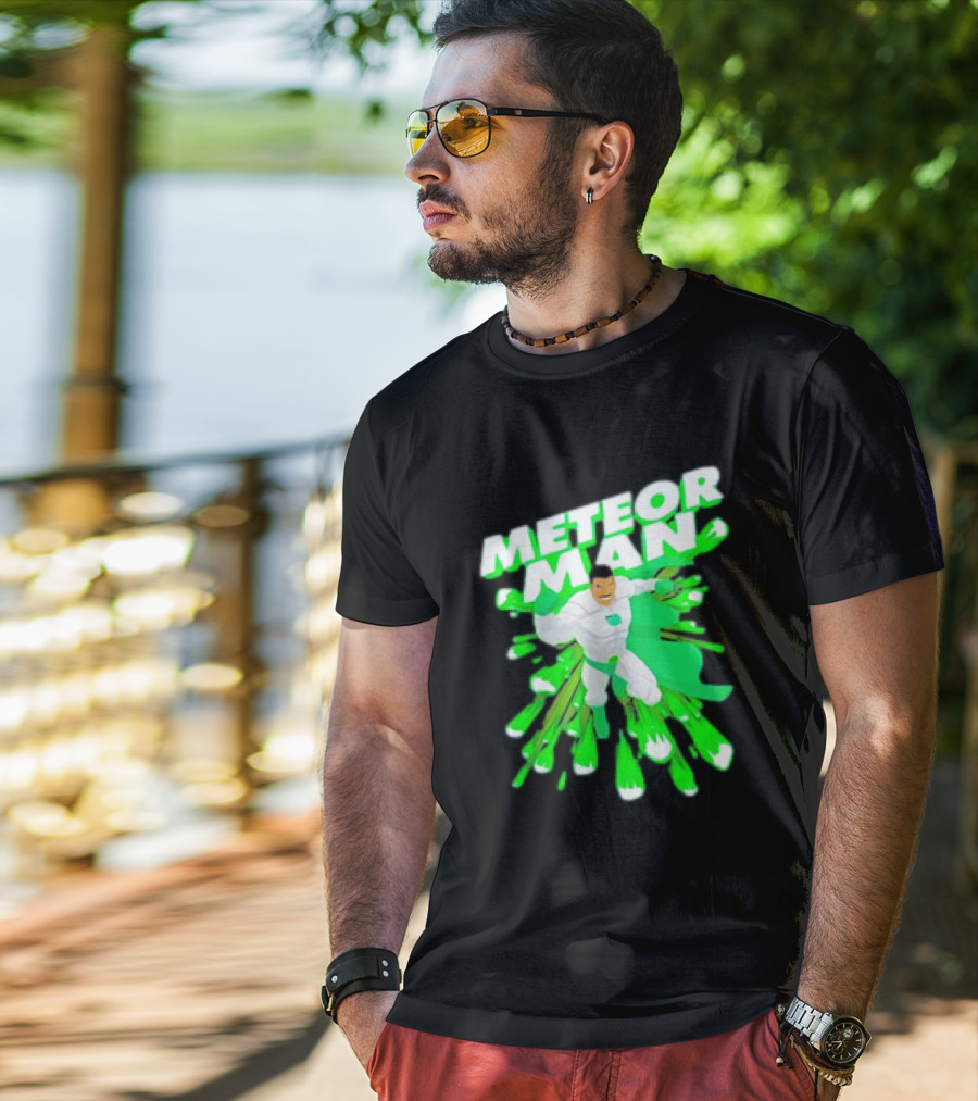 Meteor Man Heroic Pose With Green Comet Effect T-Shirt