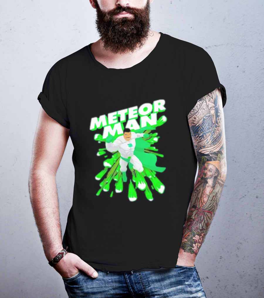 Meteor Man Heroic Pose With Green Comet Effect T-Shirt