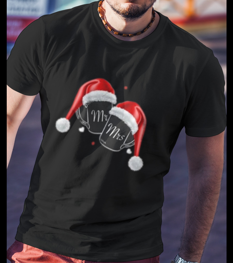 Mr Mrs Santa Hats Festive Christmas T-Shirt