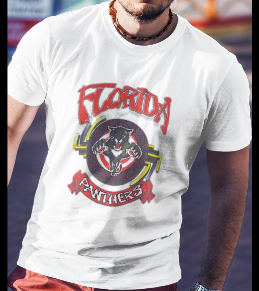 Florida Panthers Bold Design Logo With Fierce Panther T-Shirt
