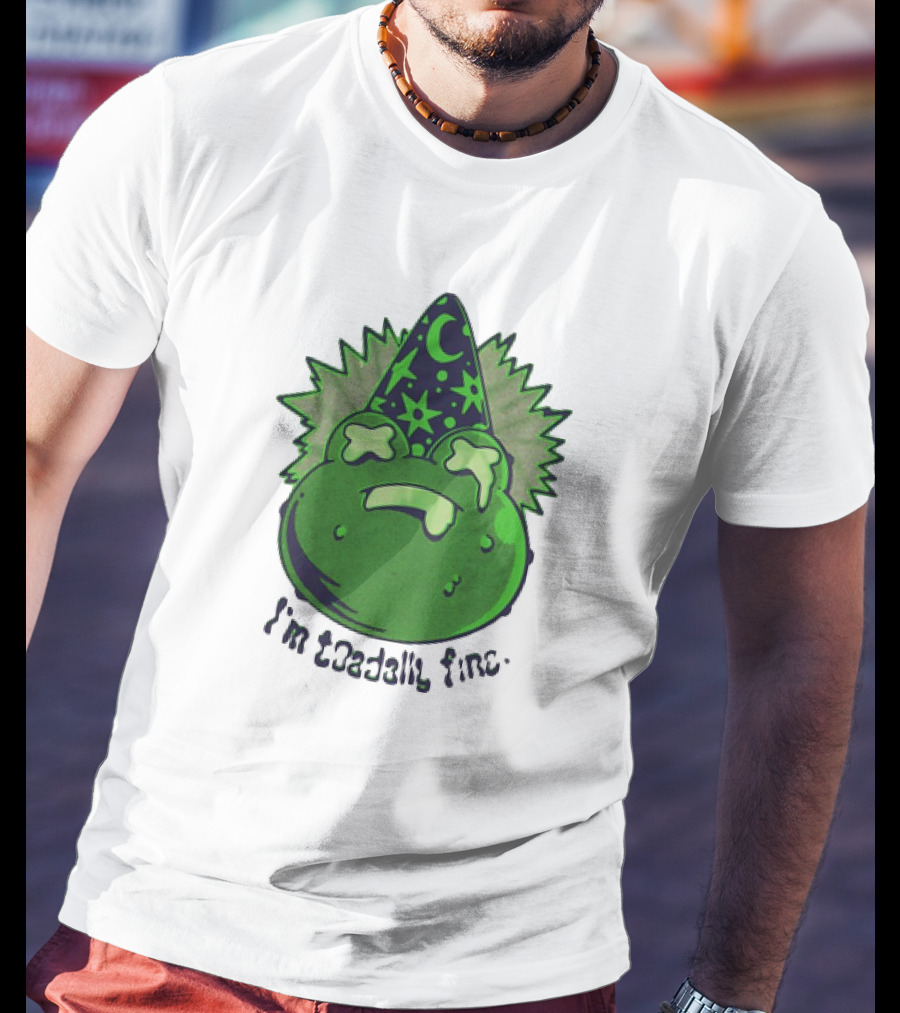I'm Toadally Fine Vintage Green Toad Witch Hat Stars And Moon T-Shirt