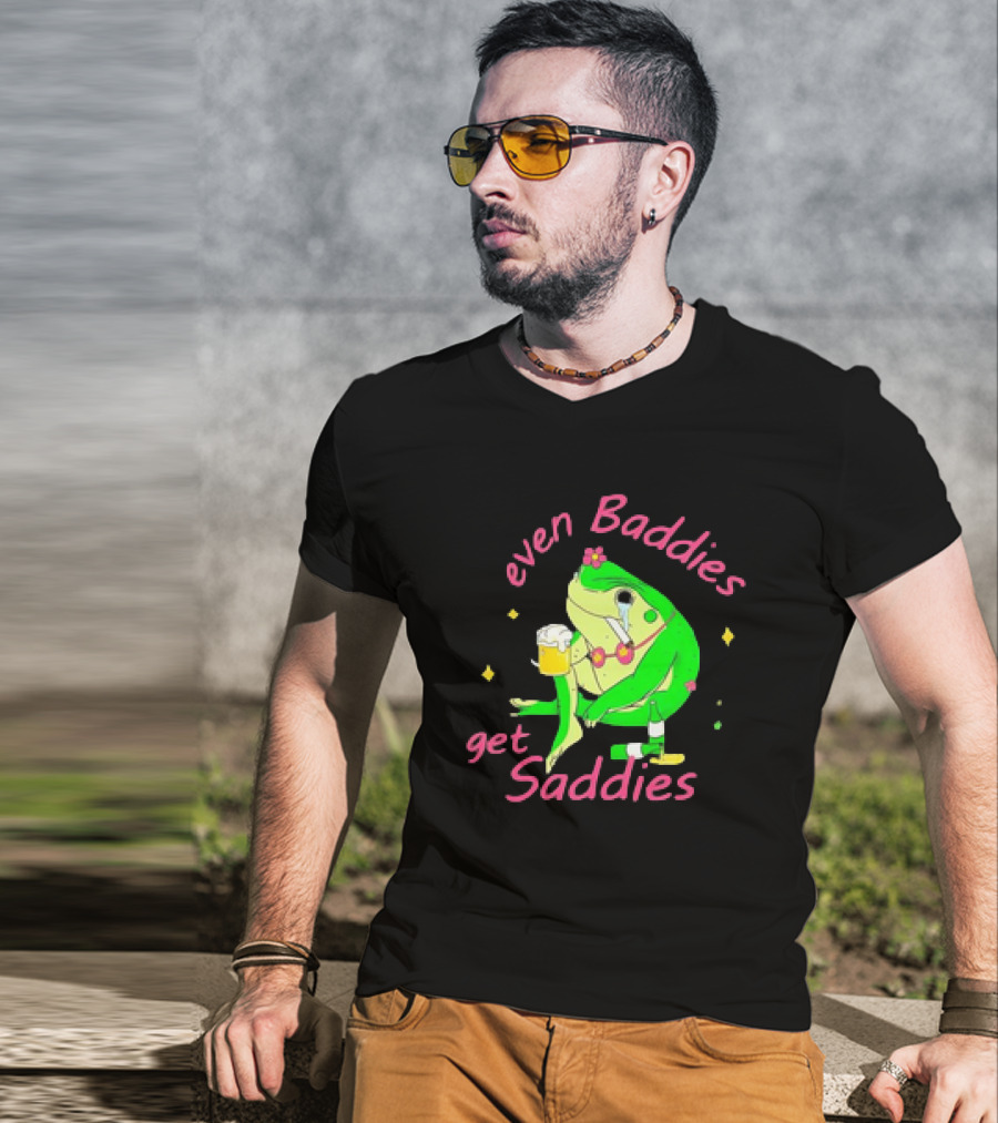 Even Baddies Get Saddies Drunk Frog With Beer And Cigarette T-Shirt