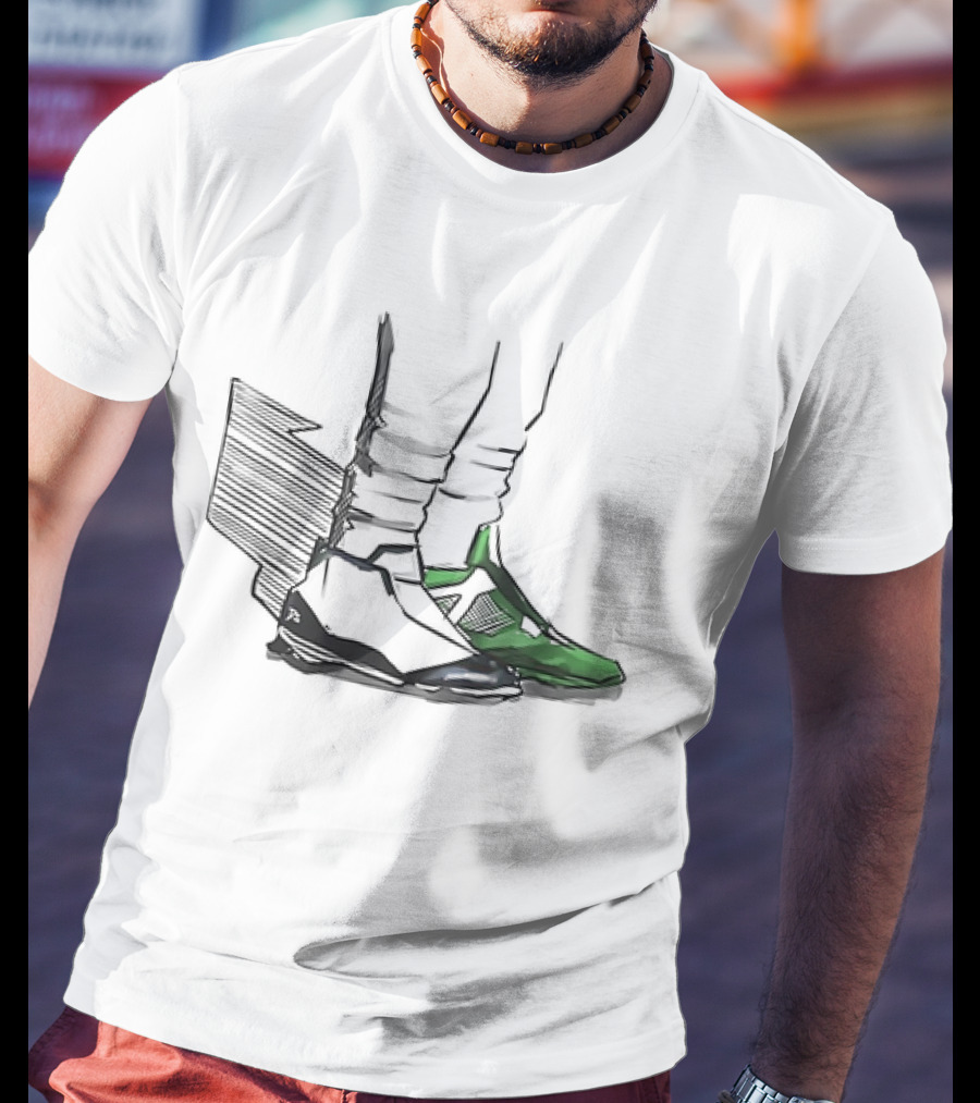 Jalen Two-Shoes Hurts Dual-Colored Sports Footwear Combo T-Shirt