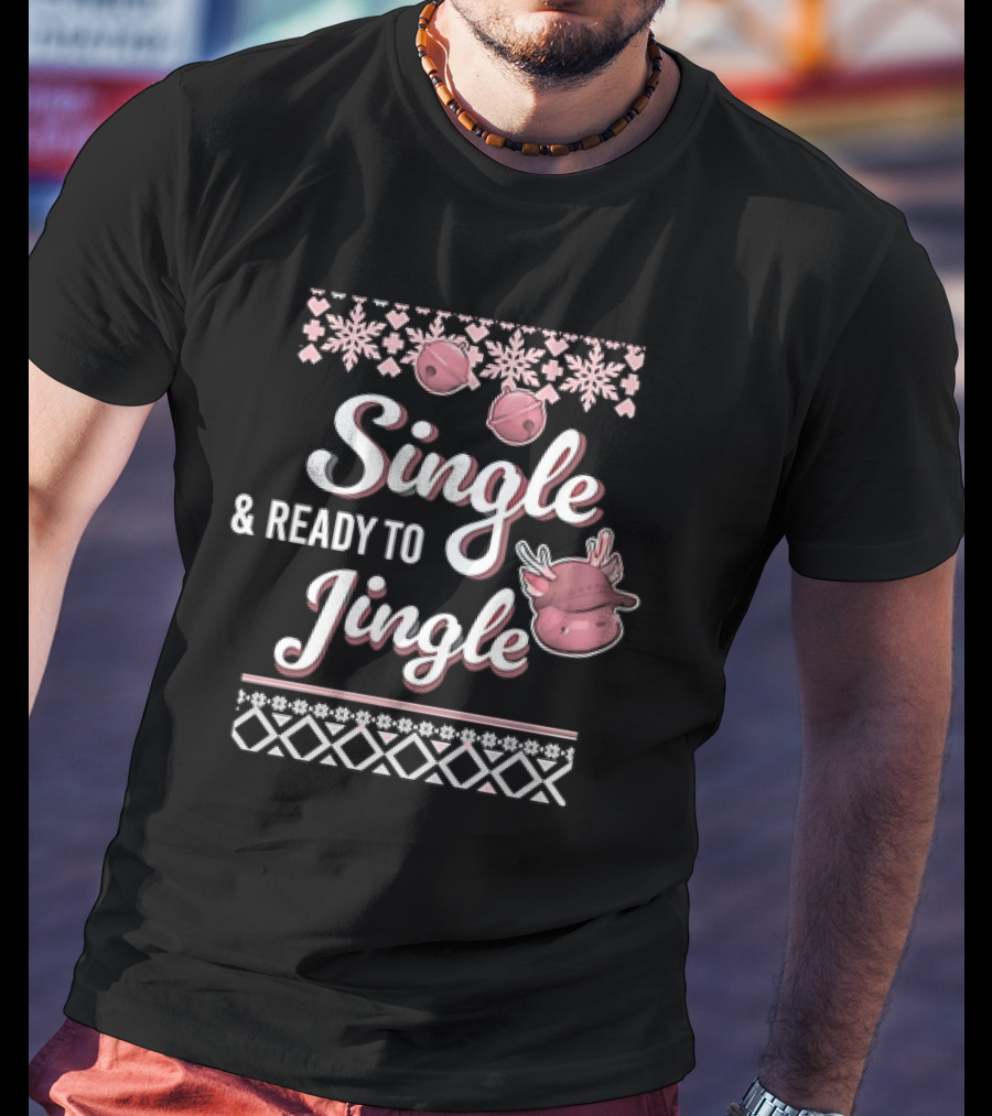 Metokur Store Single And Ready To Jingle Snowflakes Bells Reindeer T-Shirt