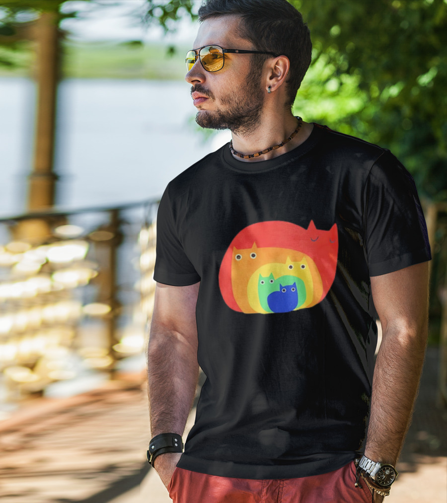 Rainbow Cats Pattern Layers T-Shirt