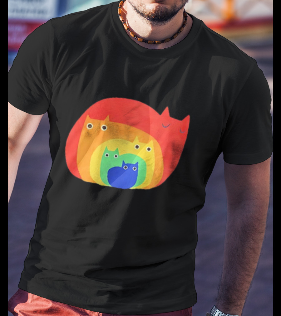 Rainbow Cats Pattern Layers T-Shirt