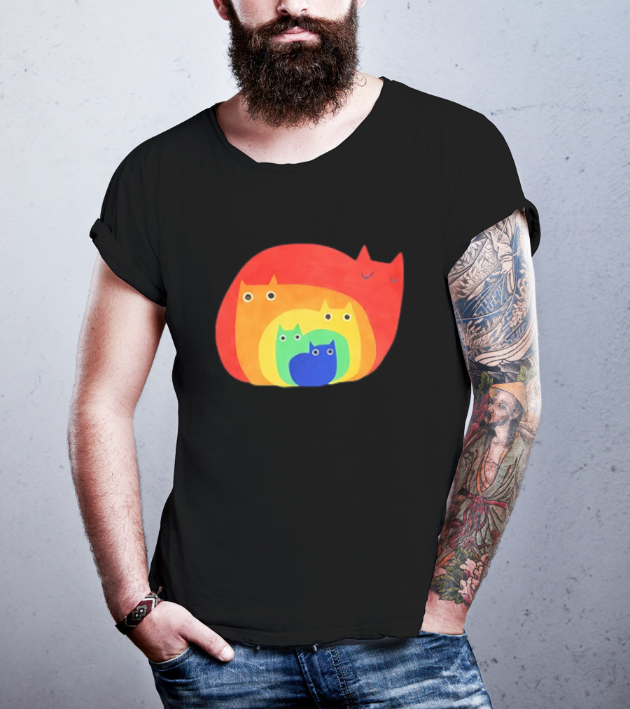 Rainbow Cats Pattern Layers T-Shirt