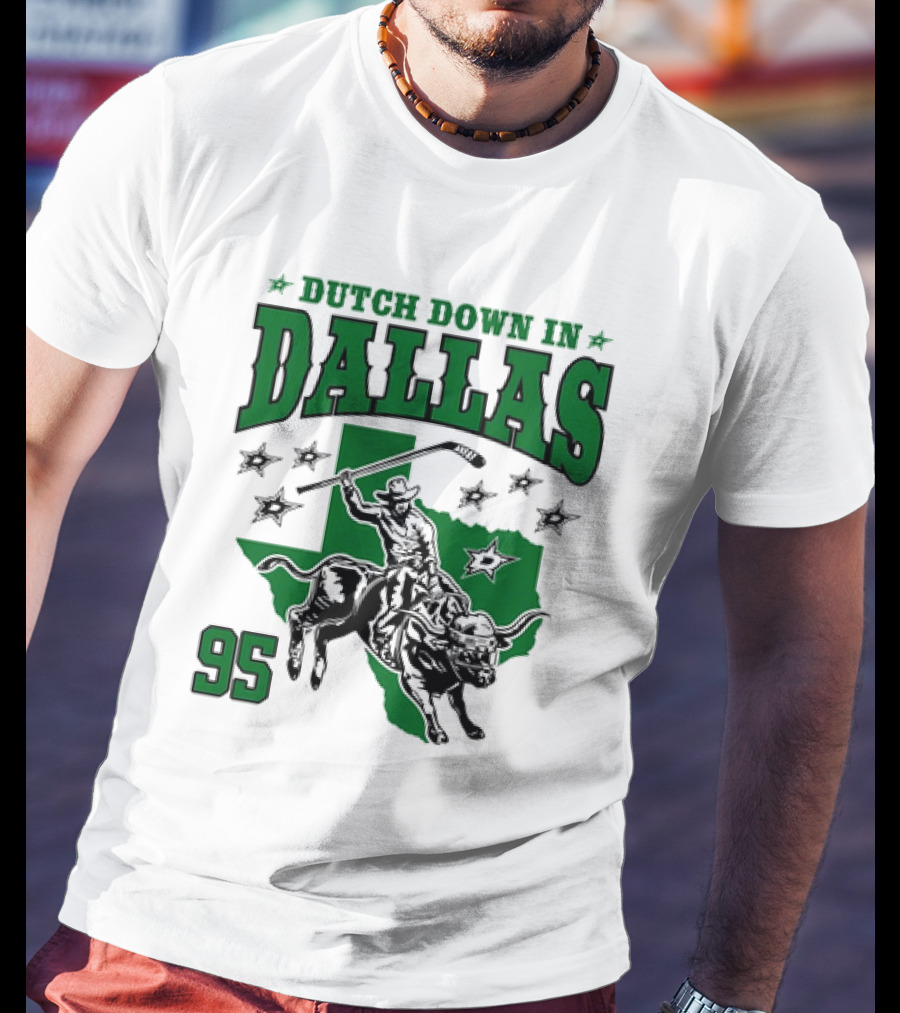 Dutch Down In Dallas Stars 95 Hockey Cowboy Bull Riding Texas T-Shirt