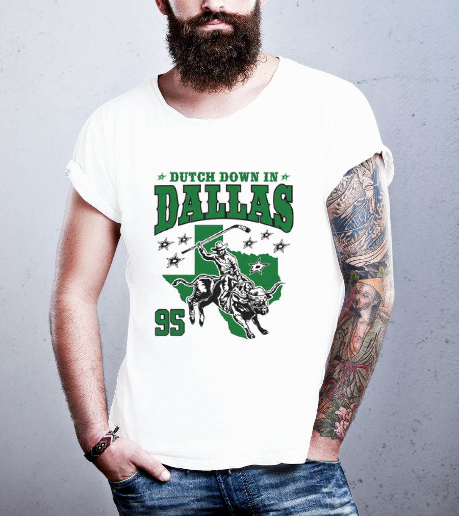 Dutch Down In Dallas Stars 95 Hockey Cowboy Bull Riding Texas T-Shirt