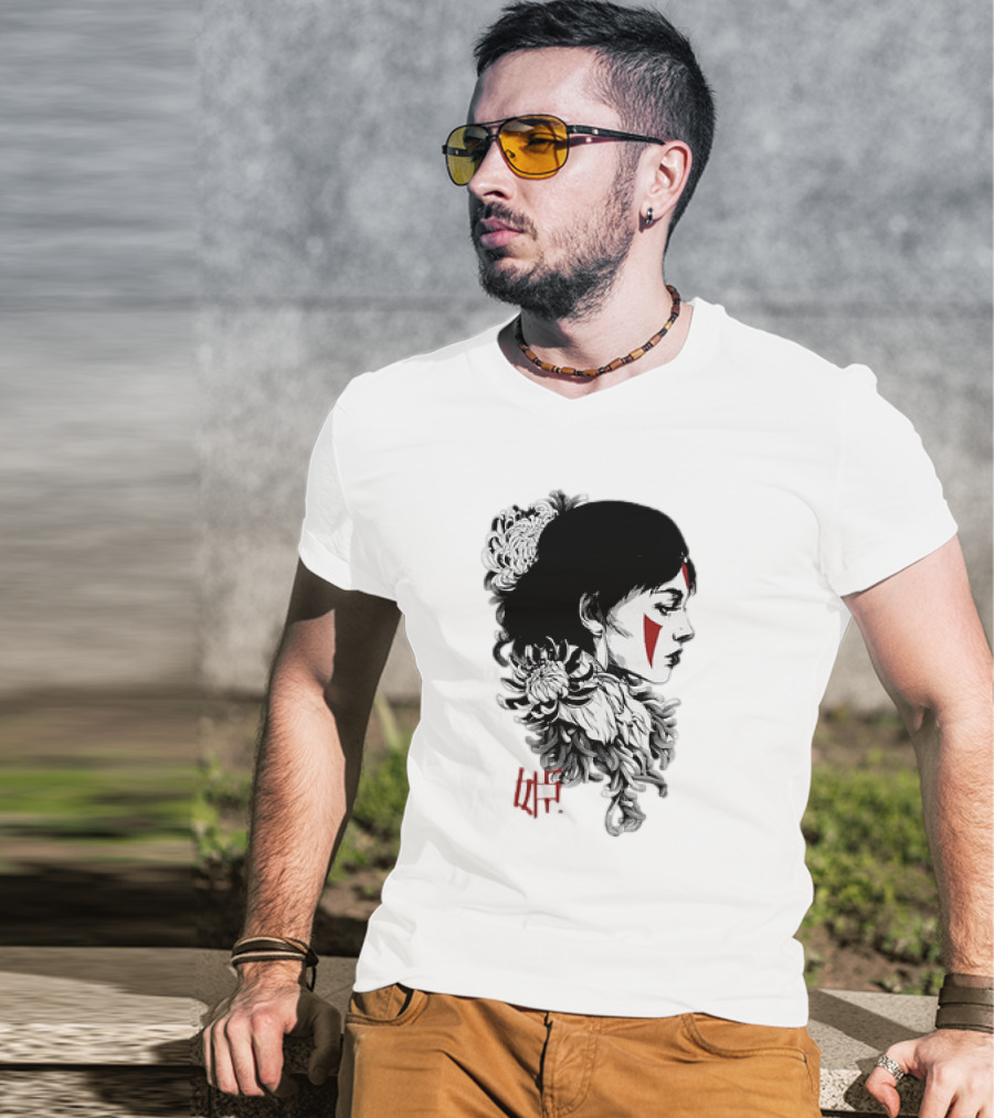 Princess Mononoke San Chrysanthemum Japanese Kanji T-Shirt
