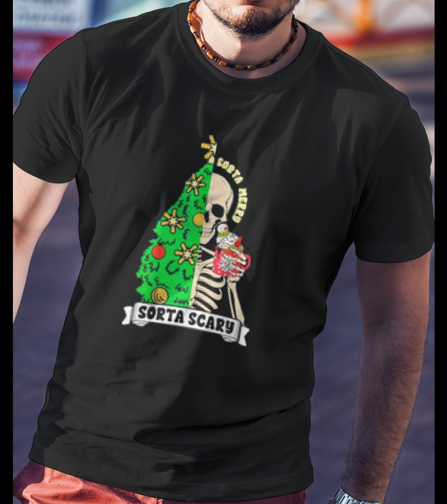 Sorta Merry Sorta Scary Christmas Skeleton Xmas Tree T-Shirt