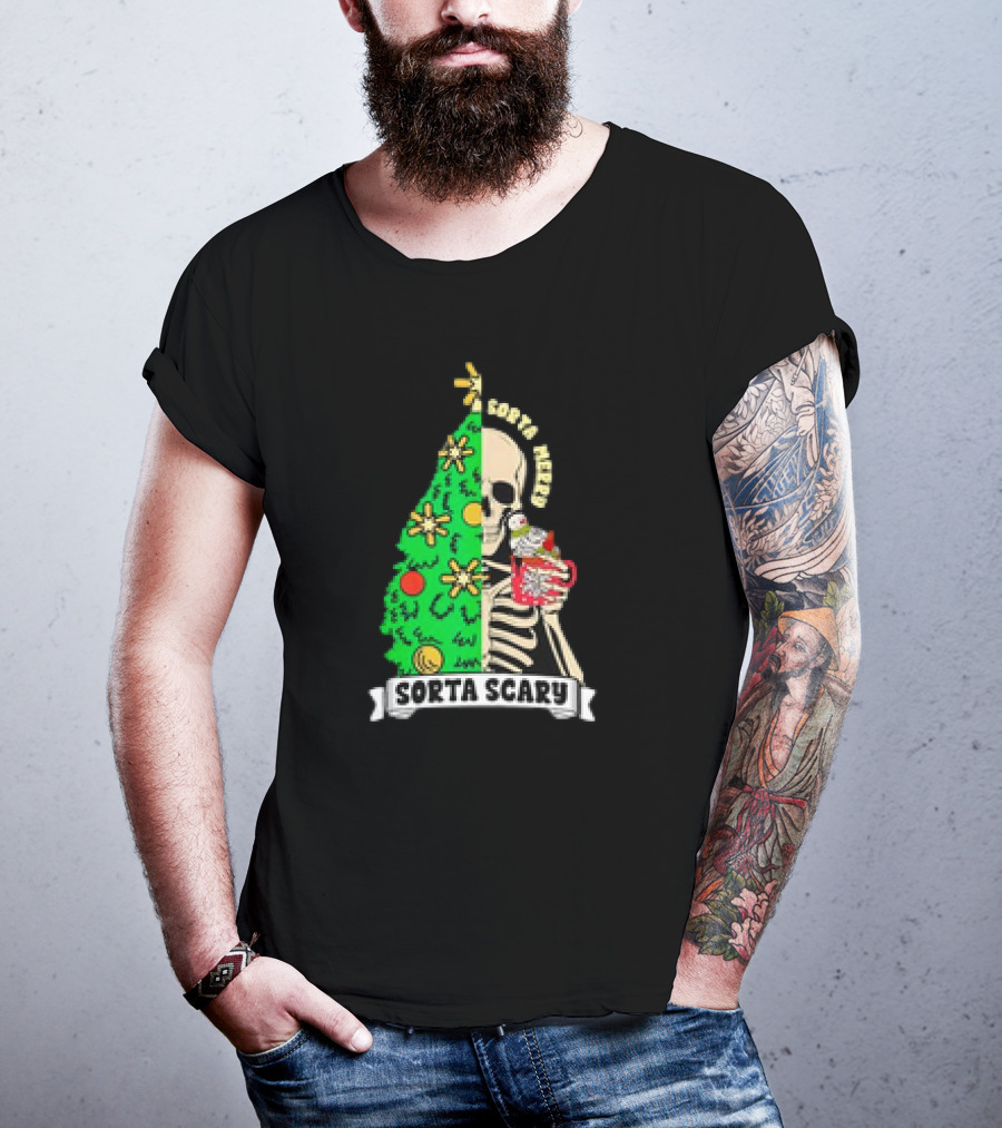 Sorta Merry Sorta Scary Christmas Skeleton Xmas Tree T-Shirt