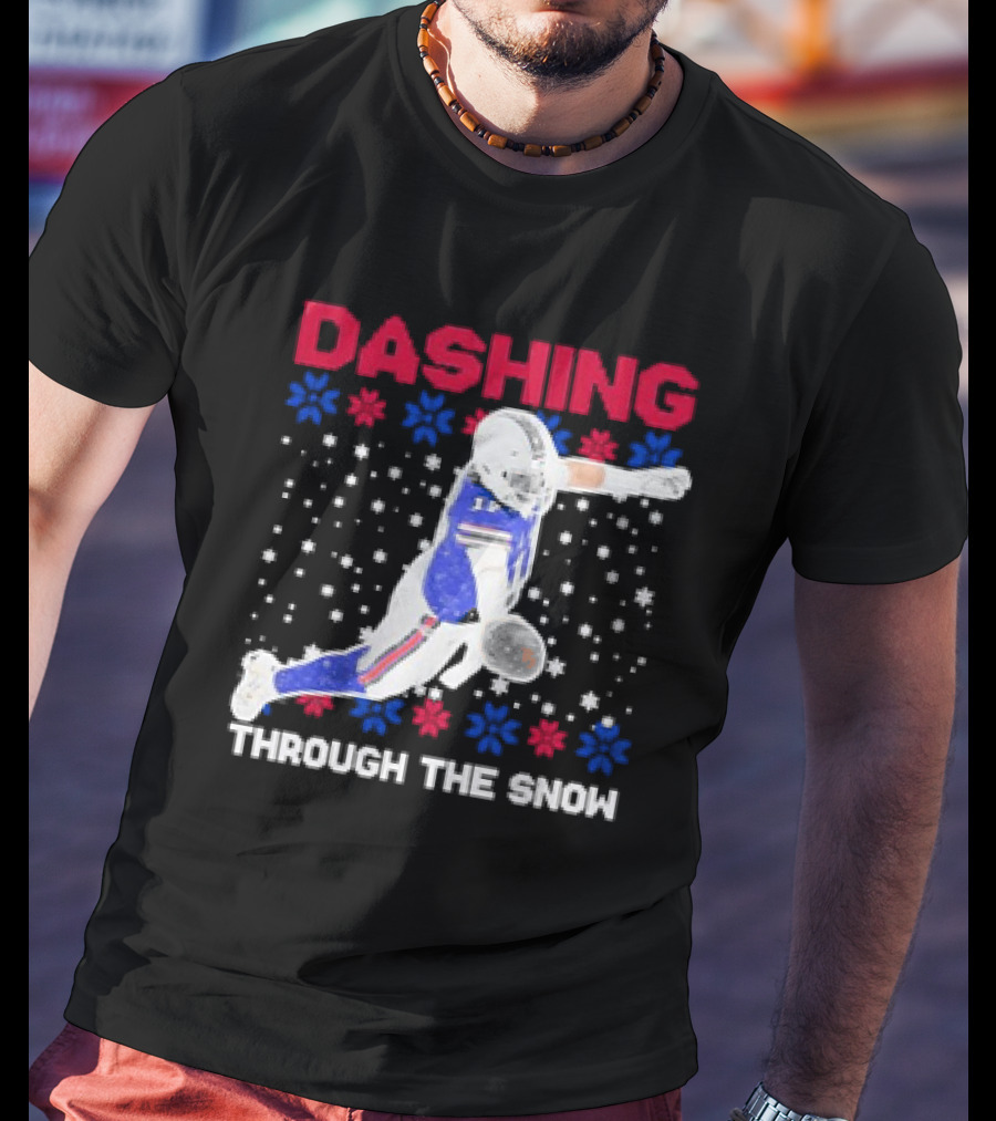 Josh Allen Buffalo Bills Dashing Through The Snow Holiday Football T-Shirt