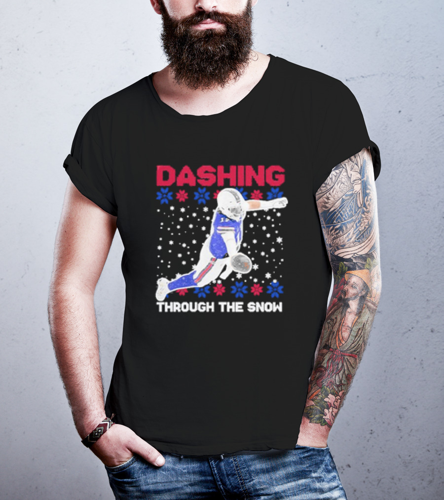 Josh Allen Buffalo Bills Dashing Through The Snow Holiday Football T-Shirt