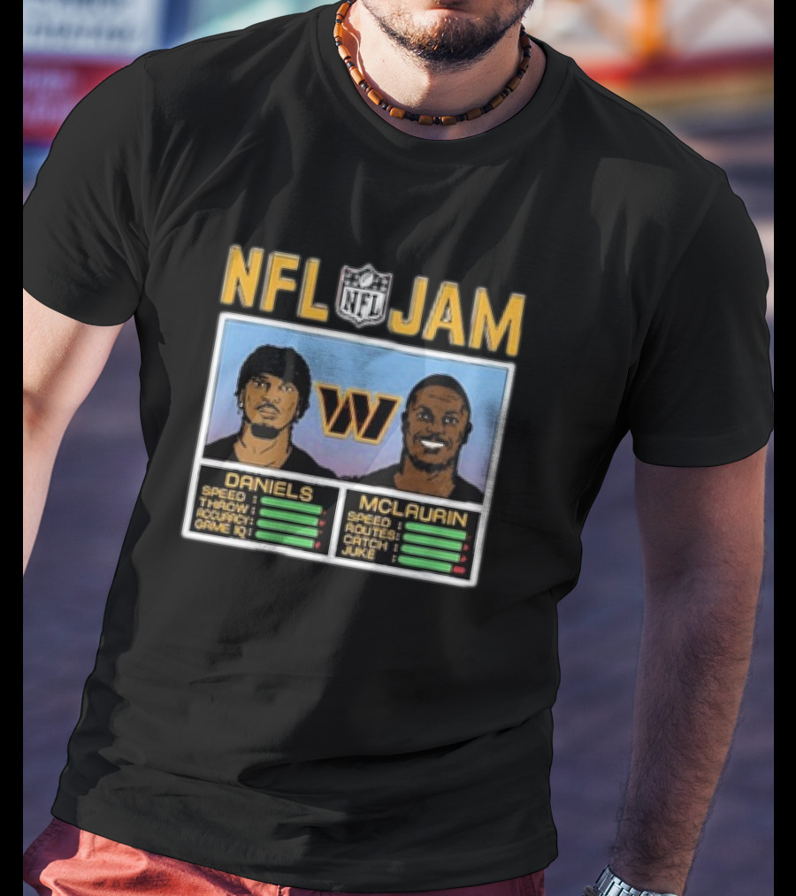 NFL Jam Daniels McLaurin Washington Commanders Retro Game T-Shirt