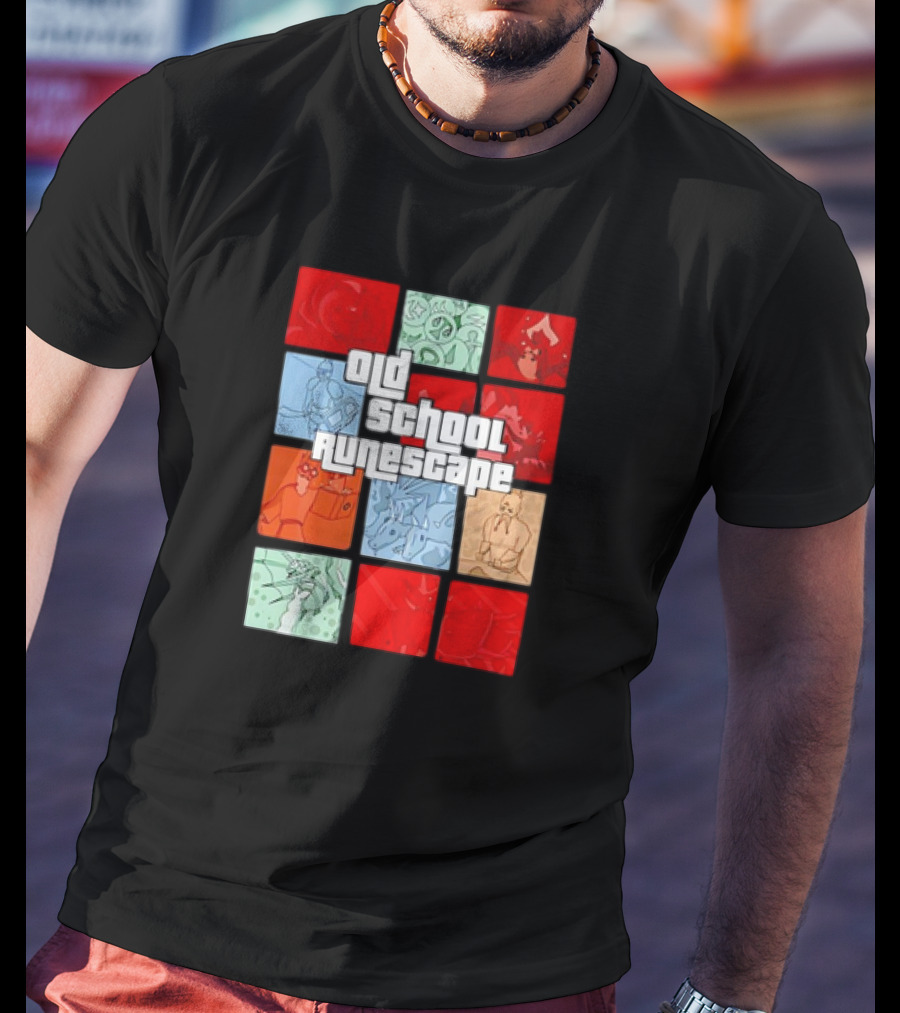 Old School RuneScape Pixel Art Character Collage T-Shirt