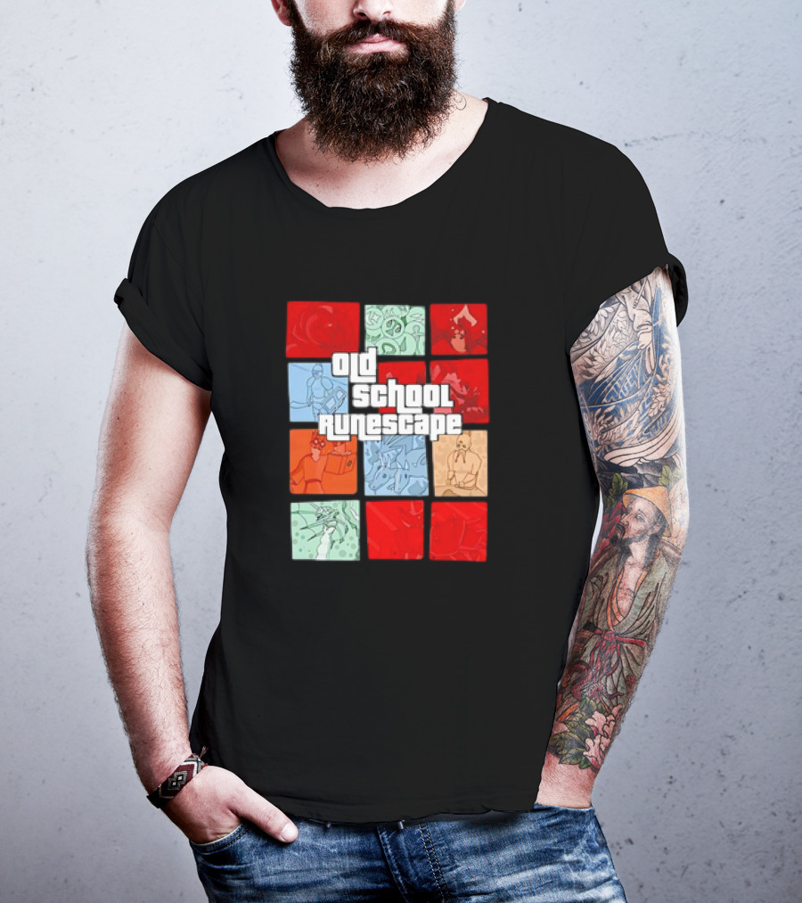 Old School RuneScape Pixel Art Character Collage T-Shirt
