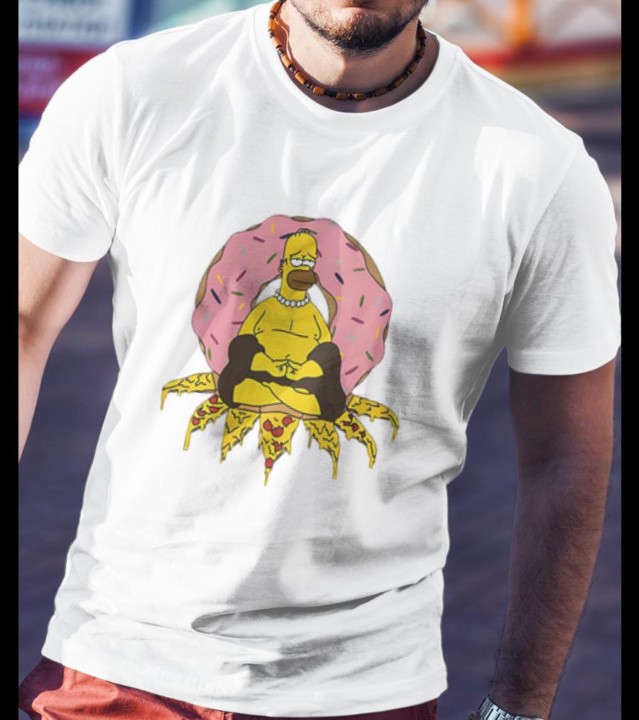 Homer Simpson Buddha Namaste With Donut And Pizza Lotus From The Simpsons T-Shirt