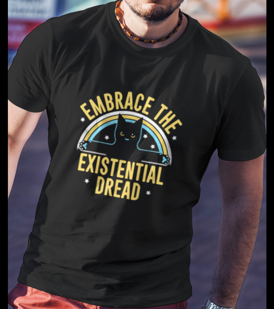 Embrace The Existential Dread Cat With Rainbow T-Shirt