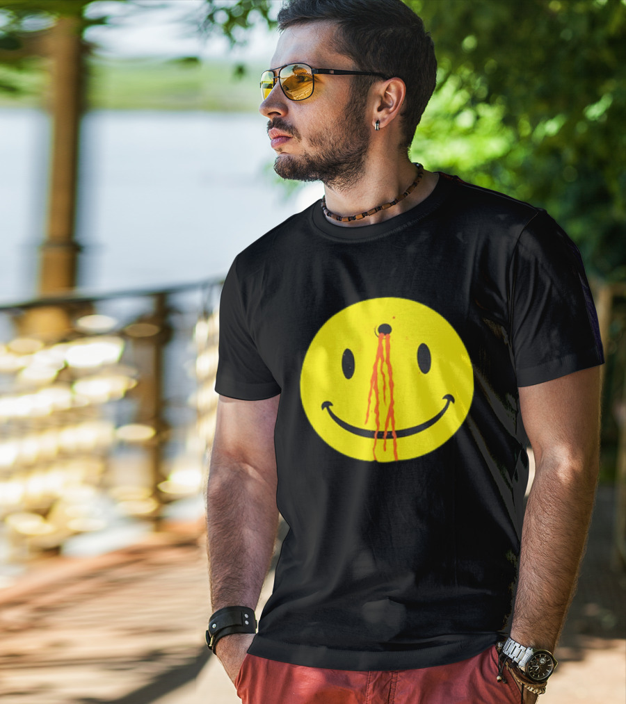 Wild Oats Shot Smiley Face Grunge T-Shirt