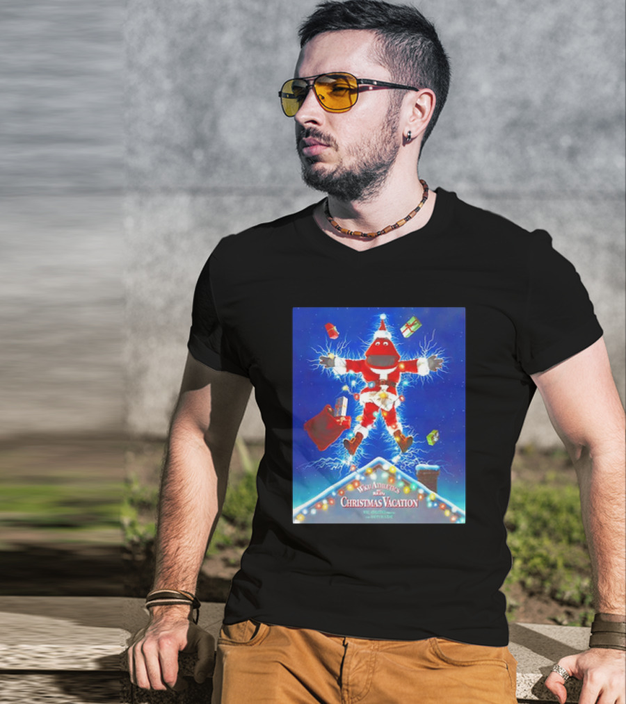 WKU Athletics Christmas Vacation Funny Santa Character On Rooftop With Presents T-Shirt