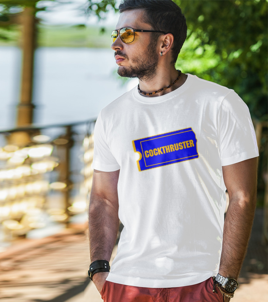 COCKTHRUSTER Blue And Yellow Ticket T-Shirt