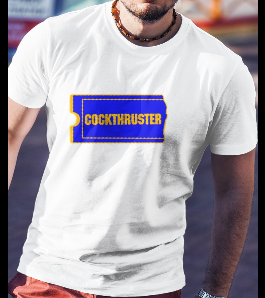 COCKTHRUSTER Blue And Yellow Ticket T-Shirt