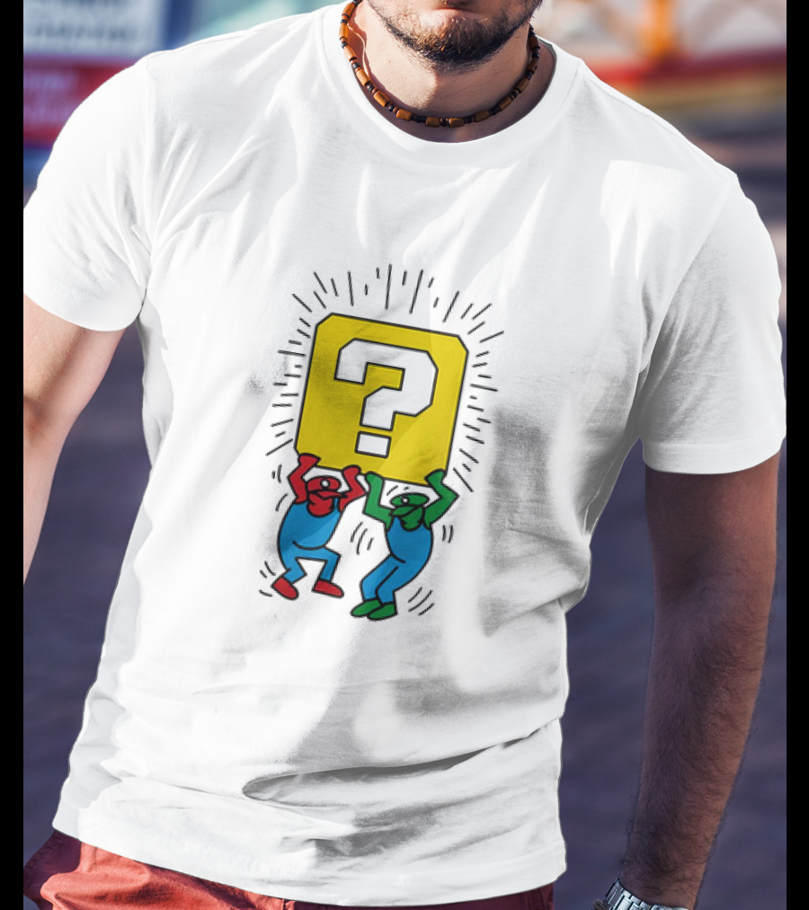 Mario And Luigi Lifting Block Keith Haring Style Pop Art Brothers T-Shirt