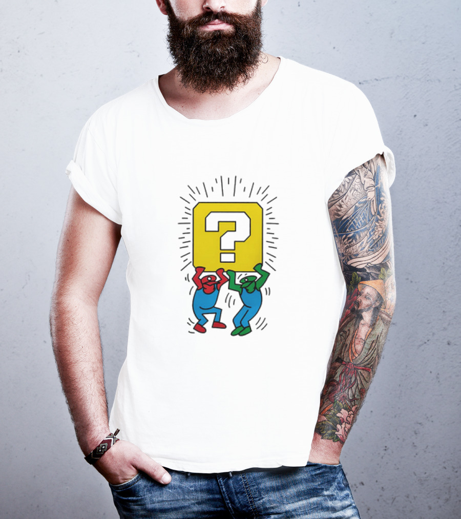 Mario And Luigi Lifting Block Keith Haring Style Pop Art Brothers T-Shirt