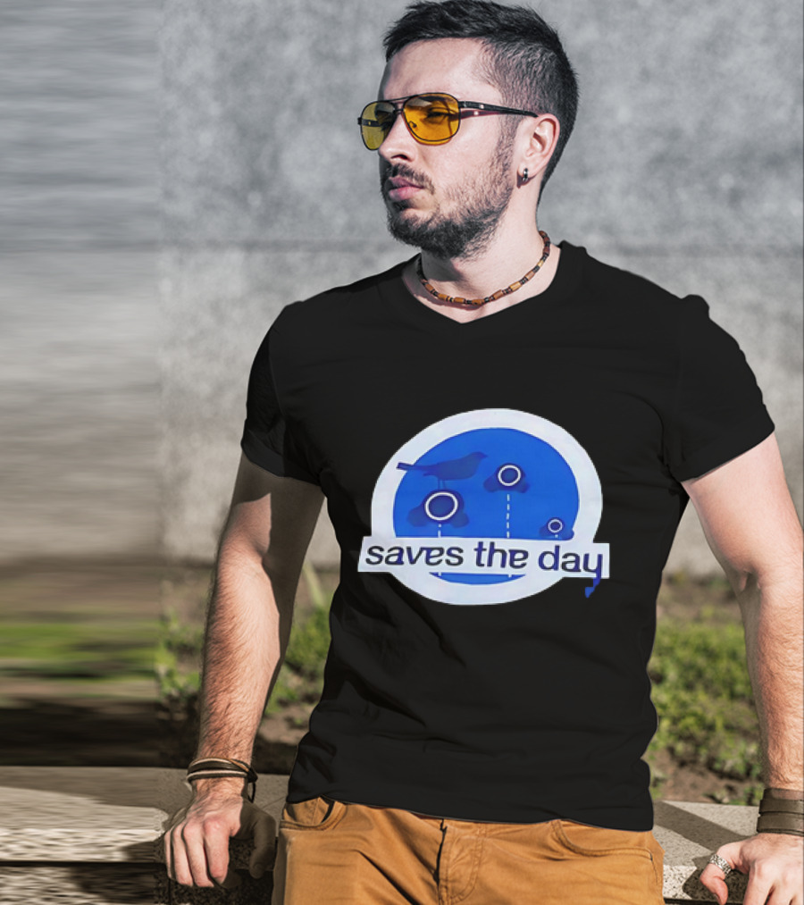 Saves The Day Bird Circular Icon Blue Background T-Shirt