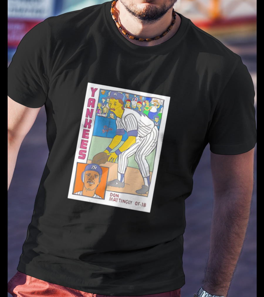 Yankees Don Mattingly OF-1B Simpsons Style Baseball Card T-Shirt