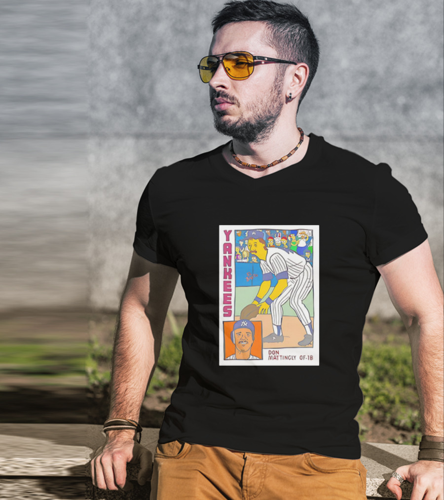 Yankees Don Mattingly OF-1B Simpsons Style Baseball Card T-Shirt