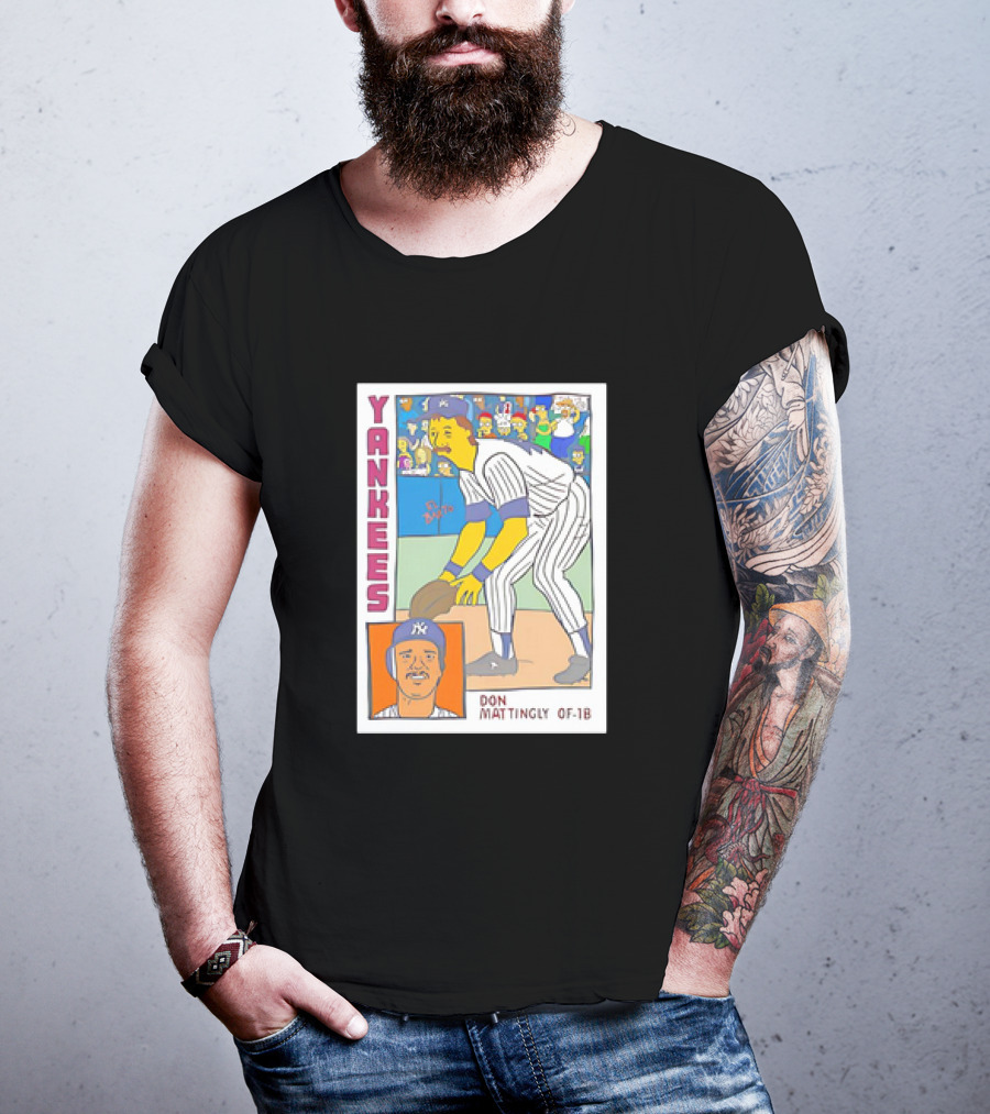 Yankees Don Mattingly OF-1B Simpsons Style Baseball Card T-Shirt