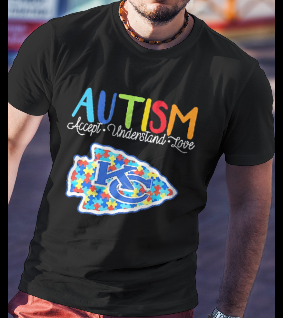 Kansas City Chiefs Autism Accept Understand Love Puzzle T-Shirt