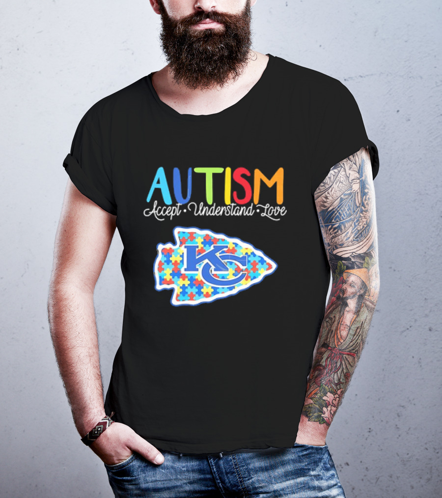 Kansas City Chiefs Autism Accept Understand Love Puzzle T-Shirt