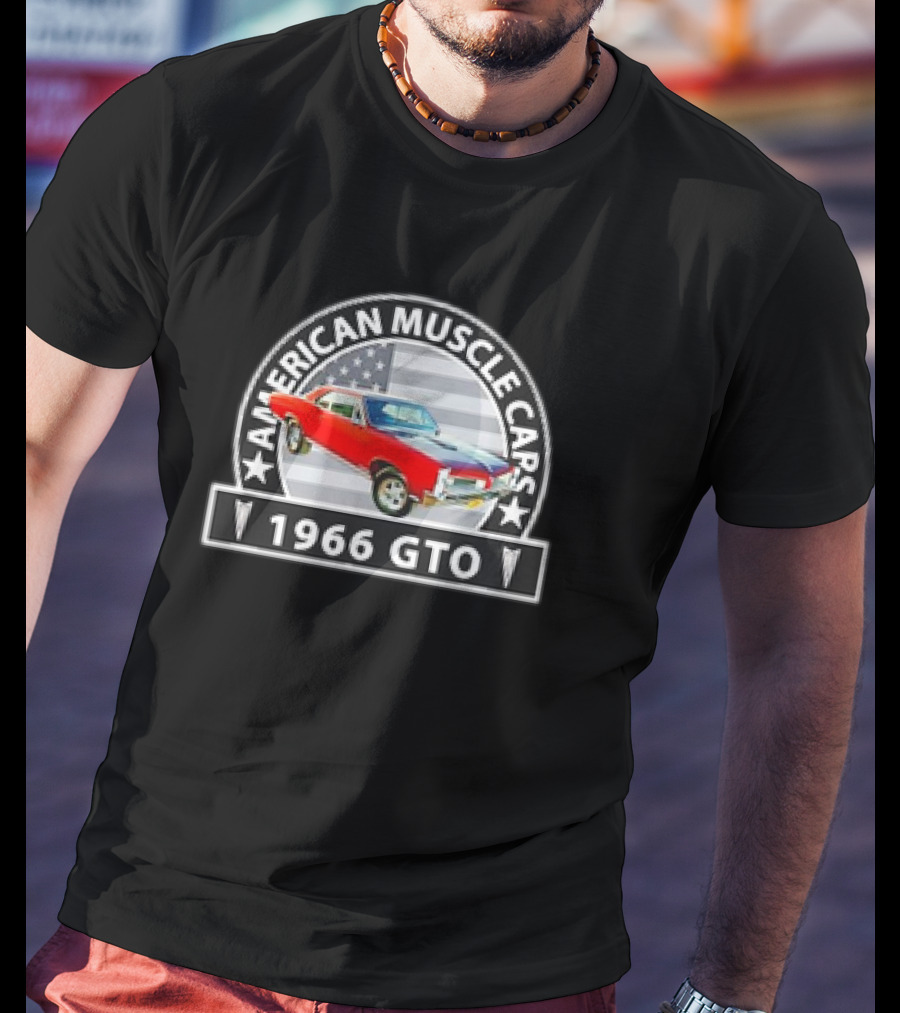 American Muscle Cars 1966 GTO US Flag T-Shirt