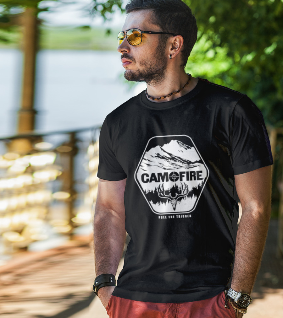 CAMOFIRE Pull The Trigger Mountains And Deer Antlers T-Shirt