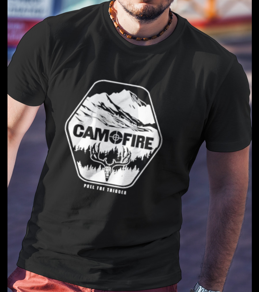 CAMOFIRE Pull The Trigger Mountains And Deer Antlers T-Shirt