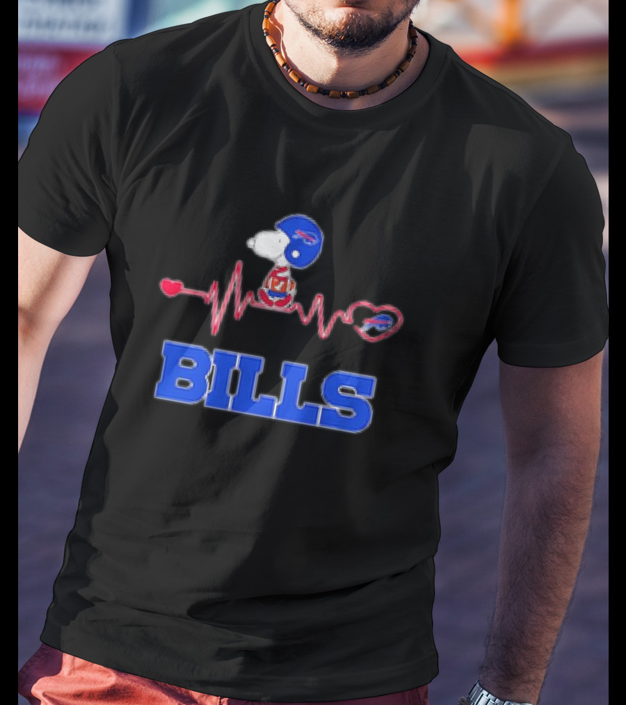 Heartbeats Snoopy Bills Football Helmet Heartbeat T-Shirt