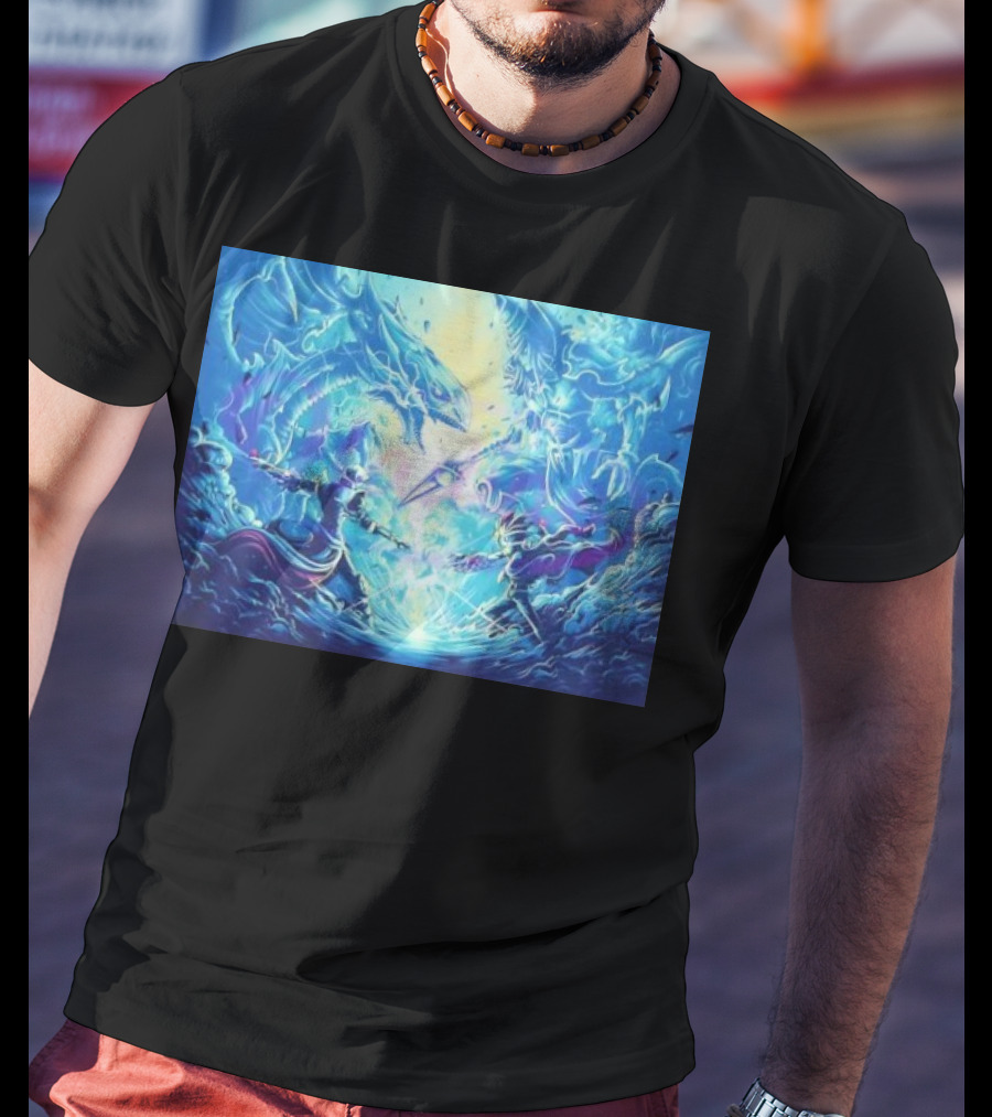 Yu Gi Oh Seto Kaiba Dueling Yugi Muto Blue-Eyes White Dragon And Dark Magician Showdown T-Shirt