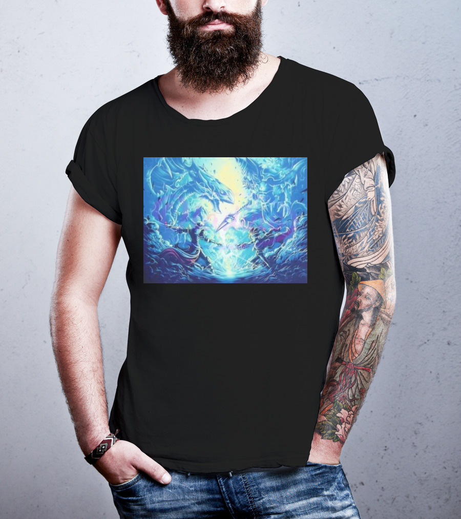 Yu Gi Oh Seto Kaiba Dueling Yugi Muto Blue-Eyes White Dragon And Dark Magician Showdown T-Shirt